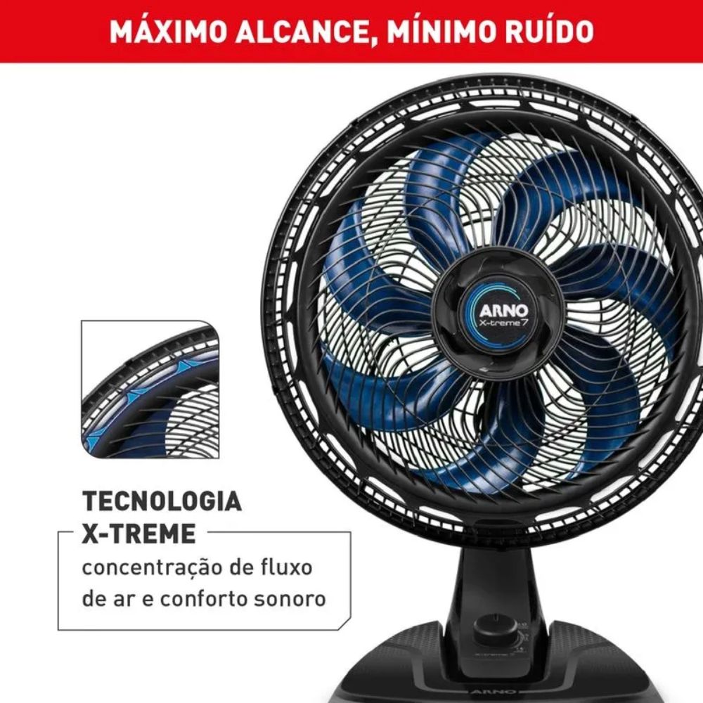 Ventilador de Mesa Arno 40cm 7 Pás X-TREME 7 150W 220V VE70 Preto, , large image number 2